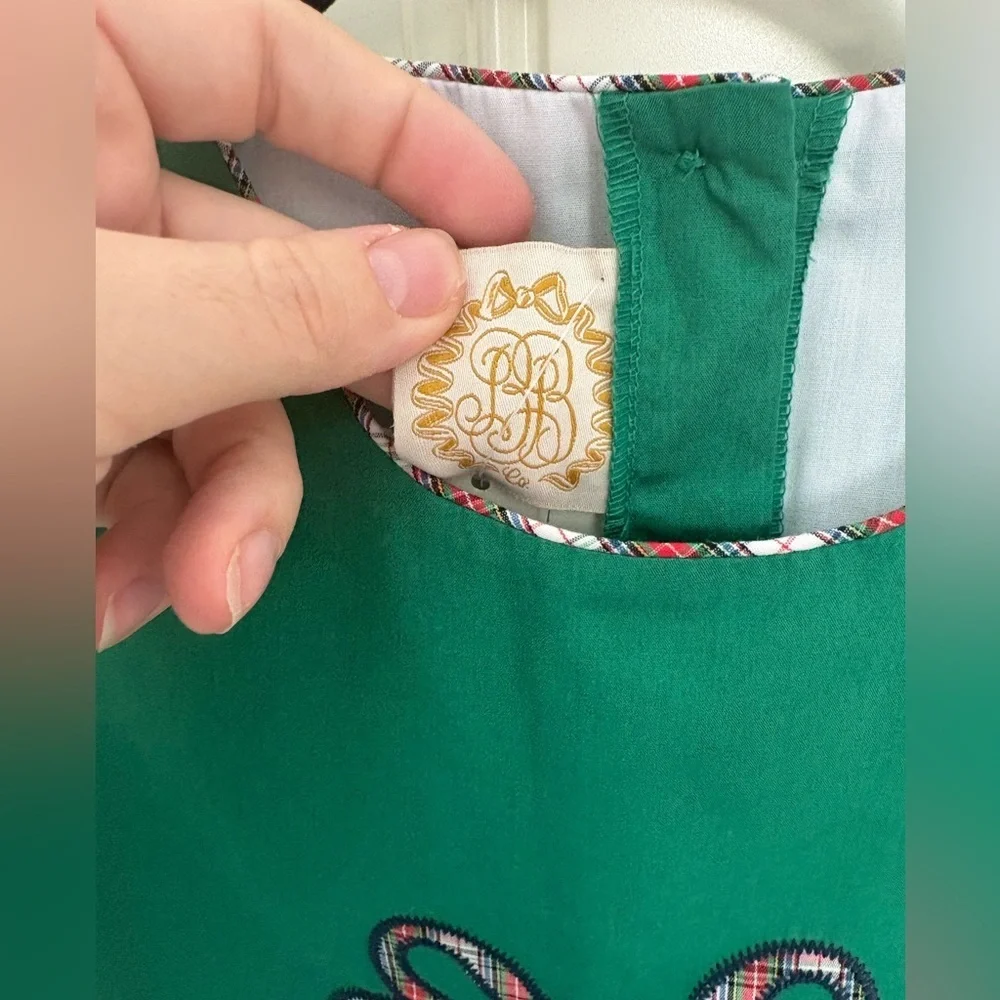 Annie Apron Dress Kiawah Kelly Green with Merritt Park Plaid Bow NWT Size 14